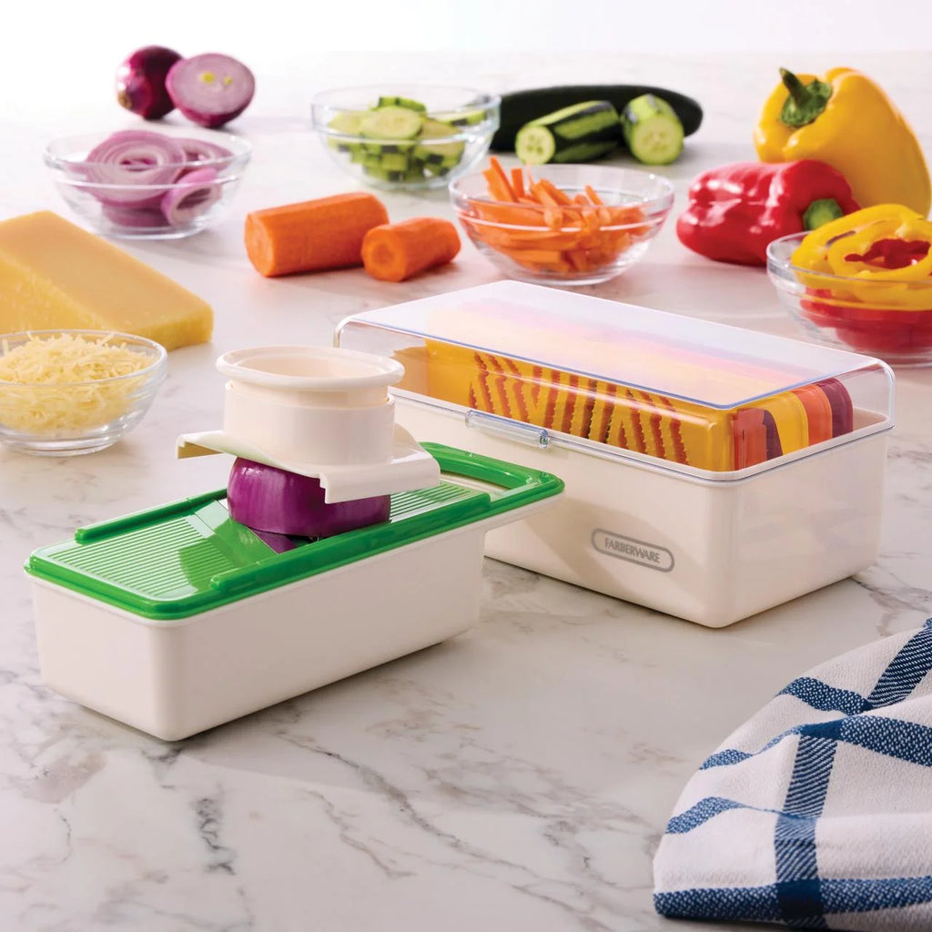 Farberware Pro Compact Mandoline Slicer – Adjustable Blade Slices with Storage Case & Color-Coded Blades