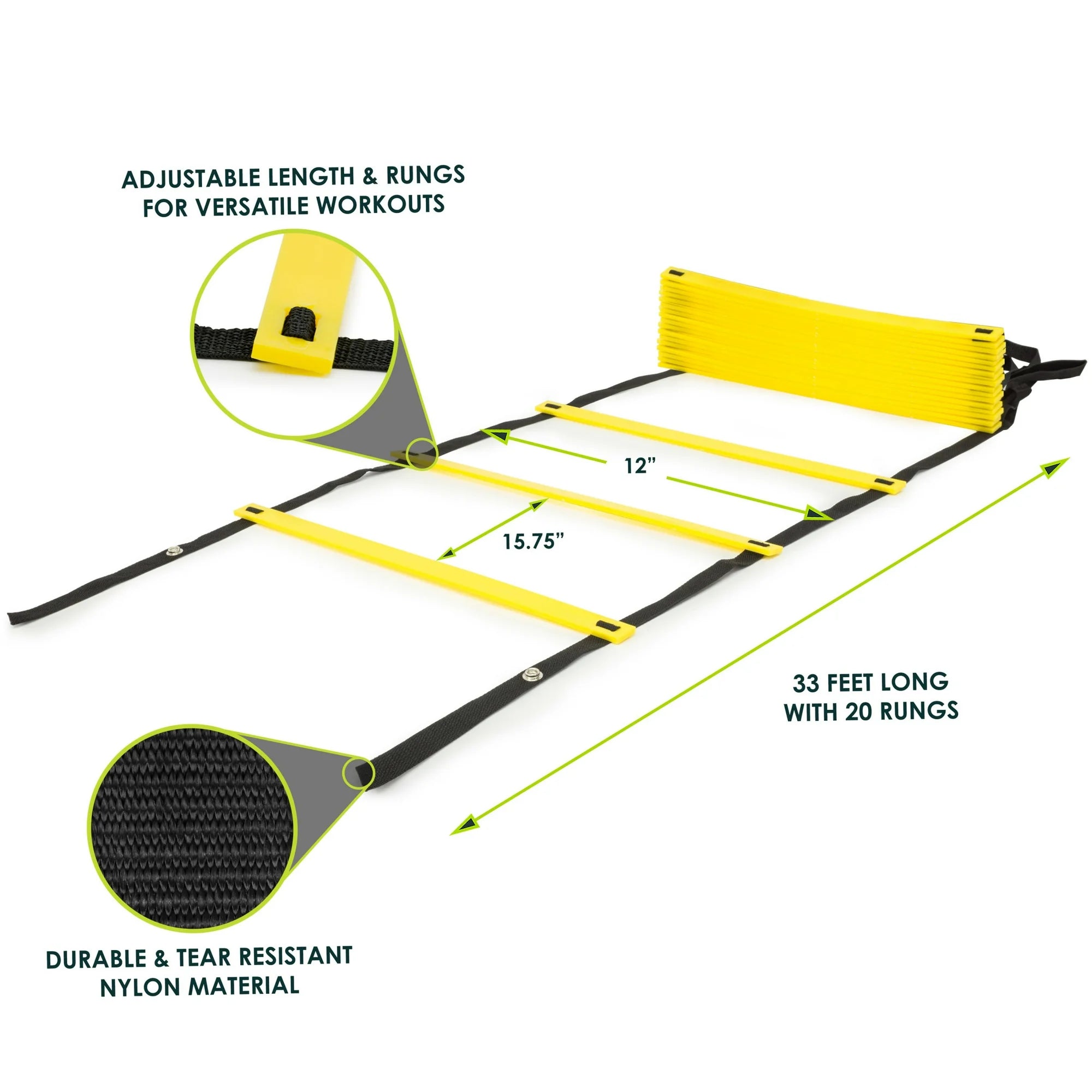 ProsourceFit Speed Agility Ladder – Speed & Footwork Training Ladder with Carrying Case
