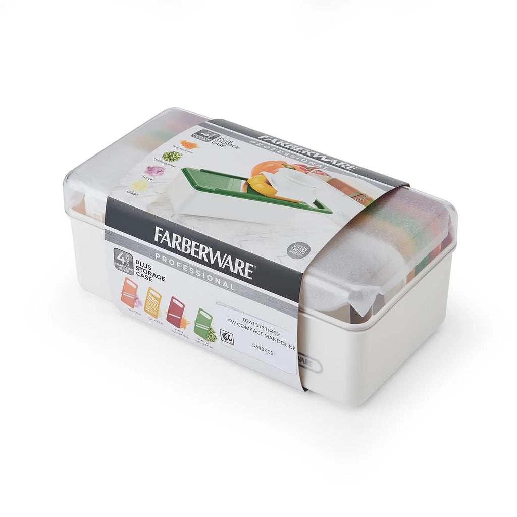 Farberware Pro Compact Mandoline Slicer – Adjustable Blade Slices with Storage Case & Color-Coded Blades