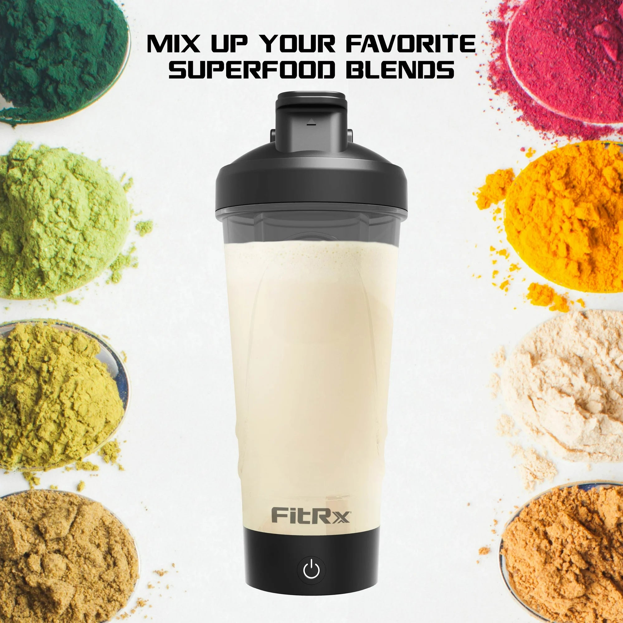 FitRx Sport Mixer Electric Shaker Bottle – Rechargeable Portable Protein Shaker, 24oz – Black