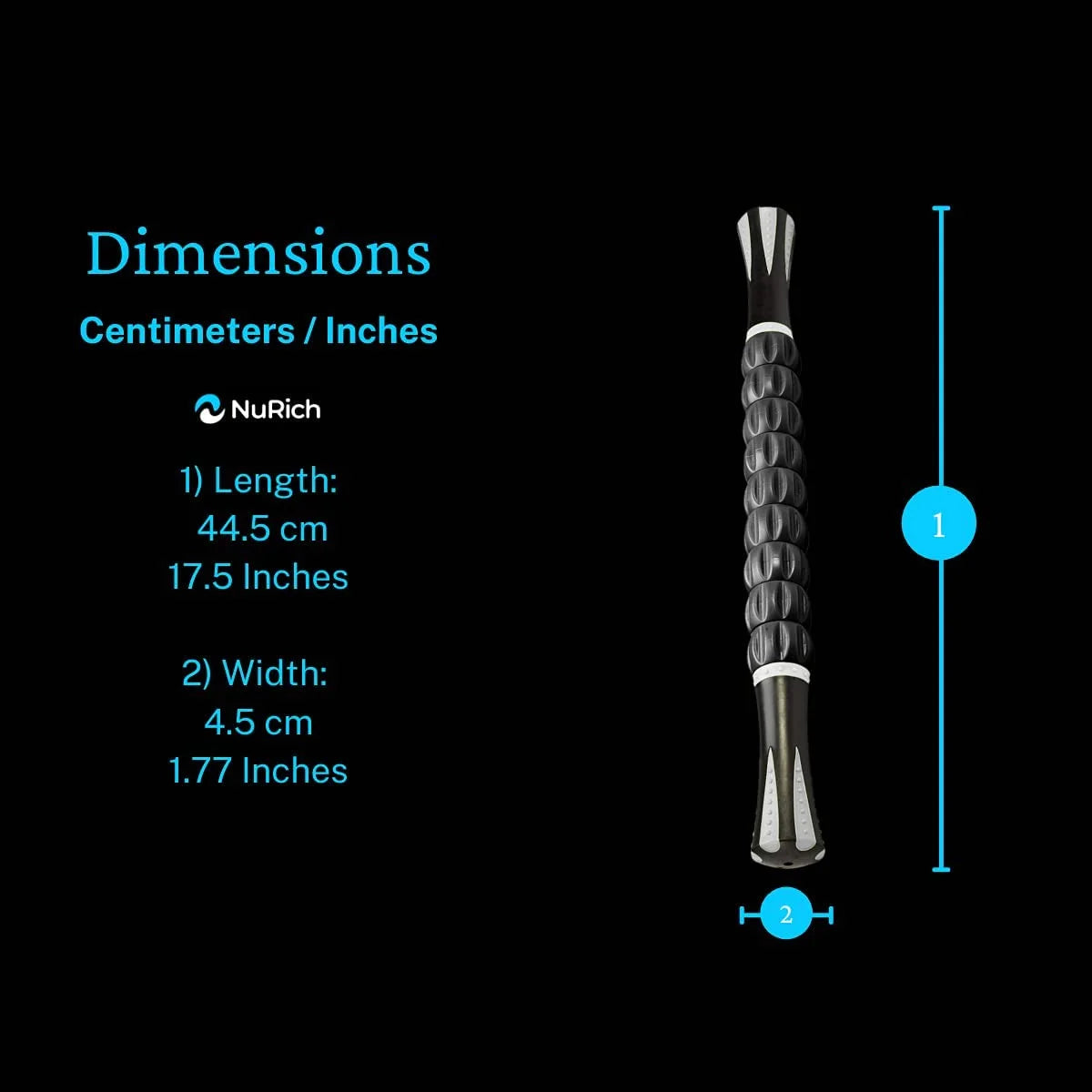NuRich Muscle Roller & Trigger Point Massage Stick – Myofascial Release & Pain Relief Tool