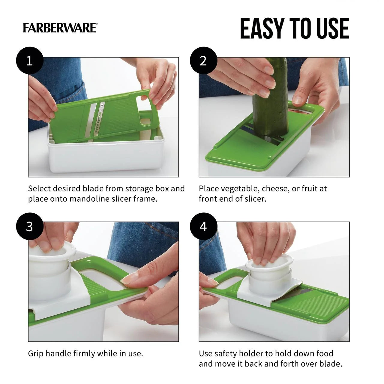 Farberware Pro Compact Mandoline Slicer – Adjustable Blade Slices with Storage Case & Color-Coded Blades