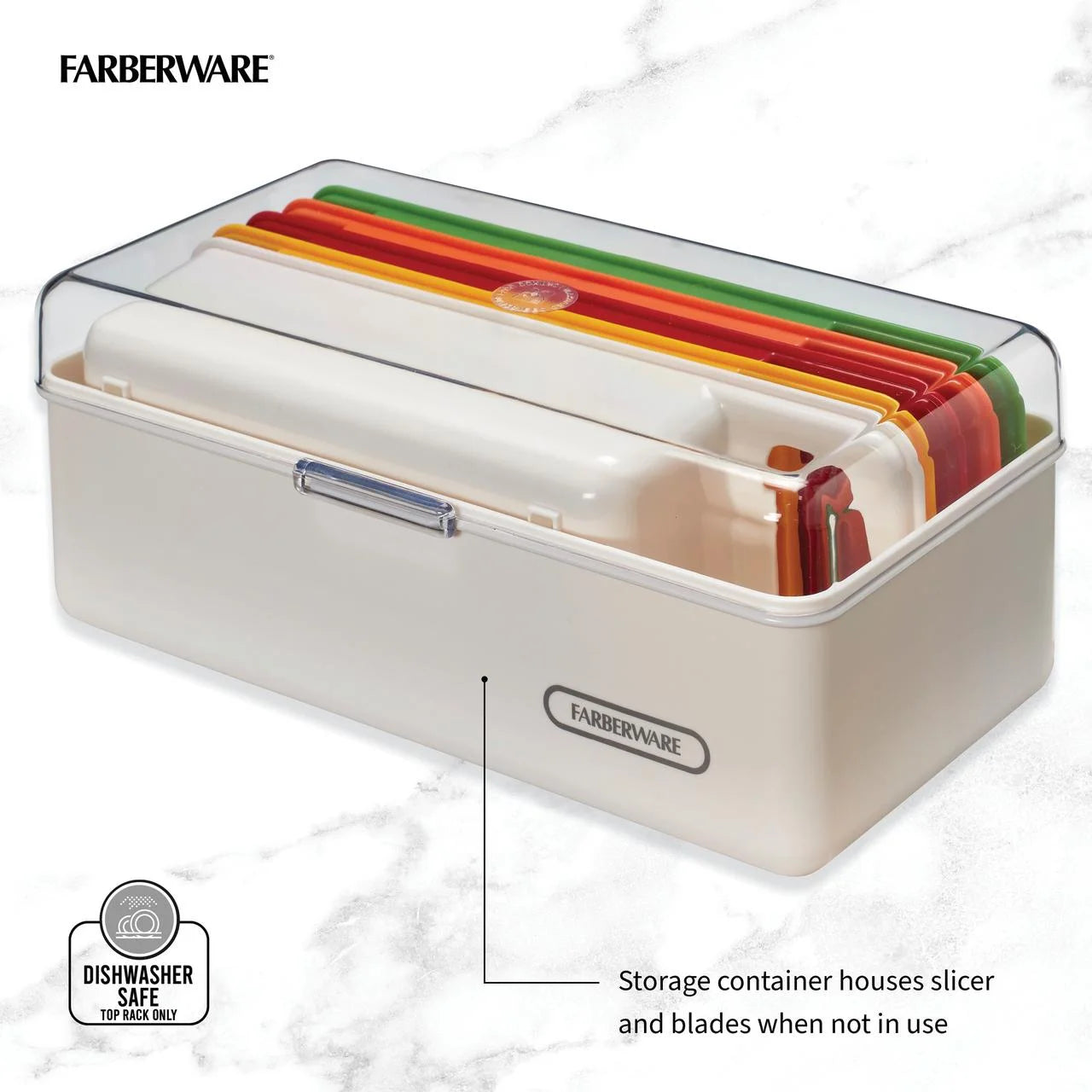 Farberware Pro Compact Mandoline Slicer – Adjustable Blade Slices with Storage Case & Color-Coded Blades