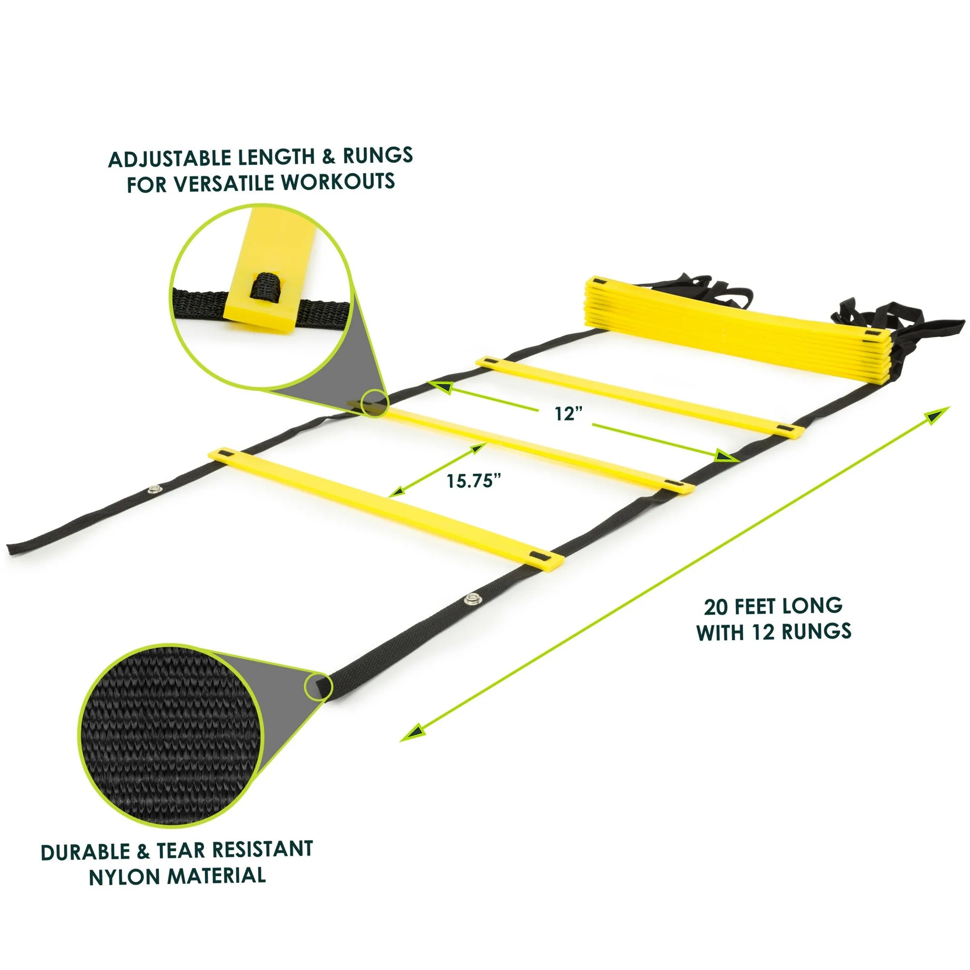 ProsourceFit Speed Agility Ladder – Speed & Footwork Training Ladder with Carrying Case