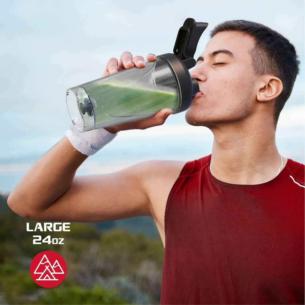 FitRx Sport Mixer Electric Shaker Bottle – Rechargeable Portable Protein Shaker, 24oz – Black