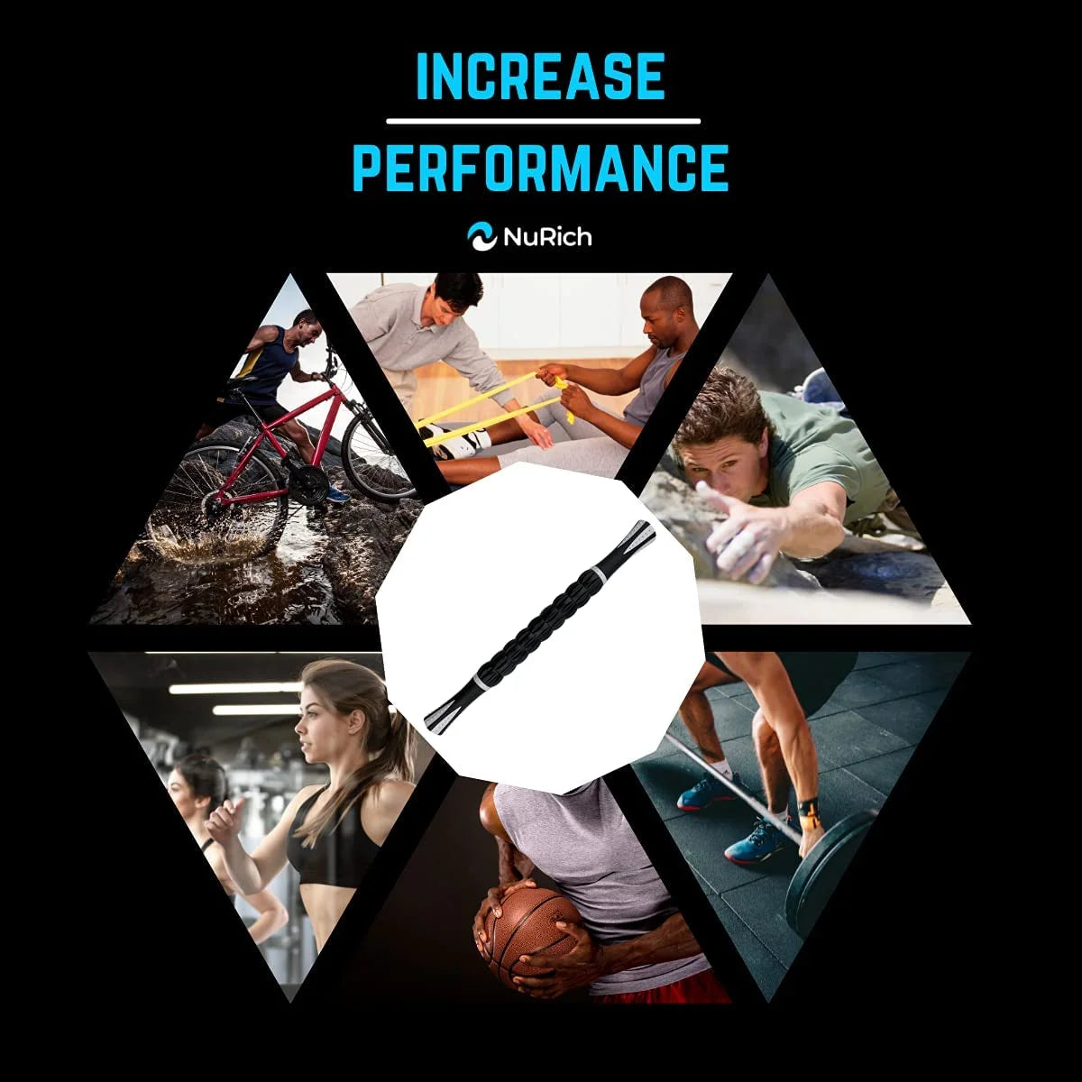 NuRich Muscle Roller & Trigger Point Massage Stick – Myofascial Release & Pain Relief Tool